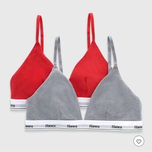 Hanes original women’s 2pk stretch cotton triangle bralette MHT102 - new